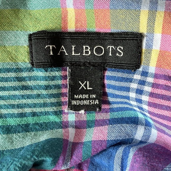 Talbots Madras Classic Cotton Shirt Plaid Button Up Shirt Timeless Style Size XL - Picture 10 of 14